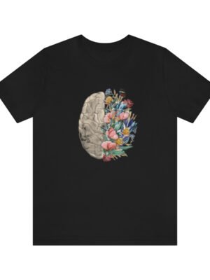 Human Brain with Flowers, Mental Health Awareness Tee T-Shirt