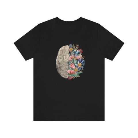 Human Brain with Flowers, Mental Health Awareness Tee T-Shirt