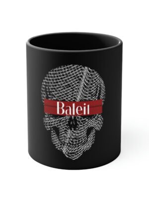 Baleil - Skull Head Grey Line Art Coffee Mug, 11oz